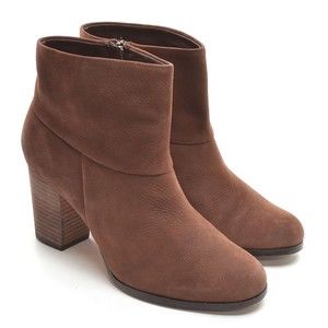 Cole Haan Cassidy Brown Leather Zip Heeled Boots 8 B